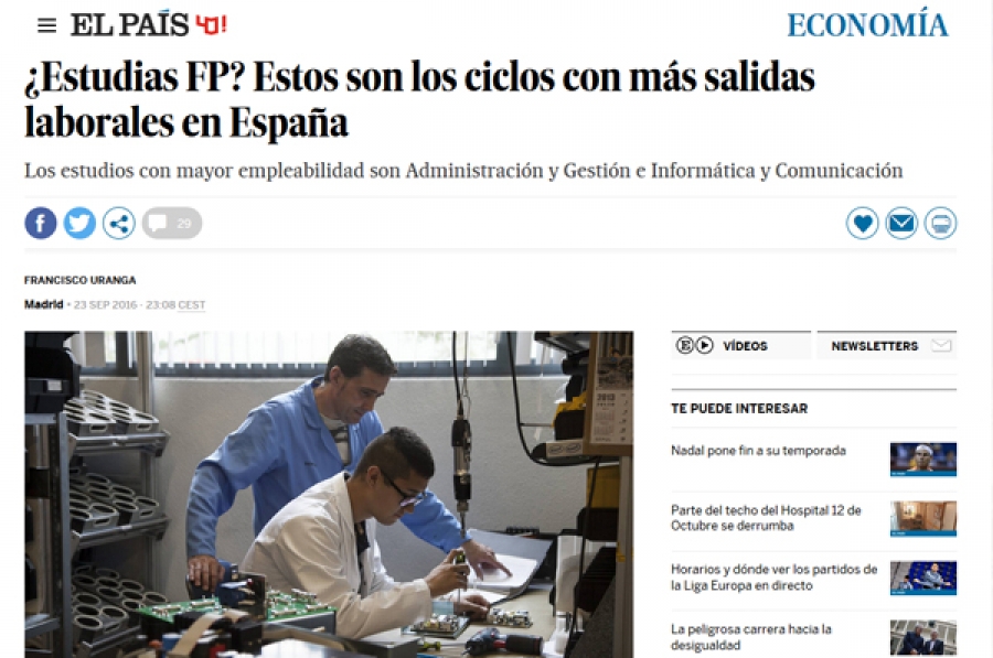 Artículo sobre los ciclos de FP con más salidas laborales en España