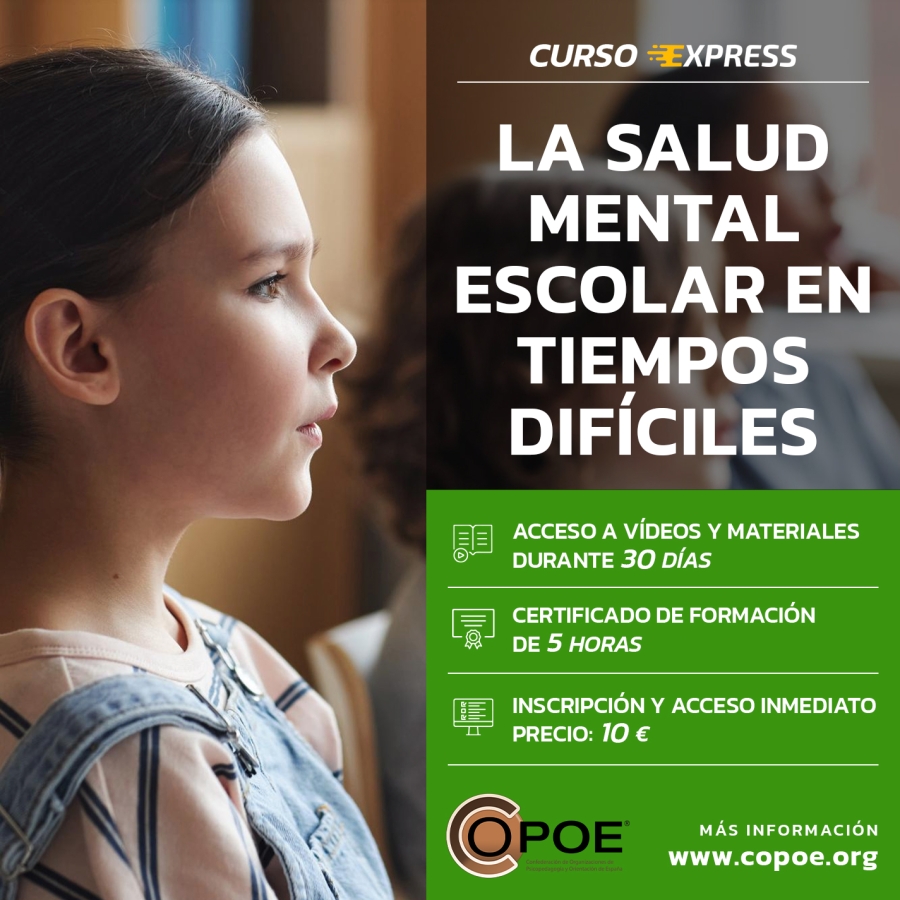 Curso online exprés de COPOE: &quot;La salud mental escolar en tiempos difíciles&quot;