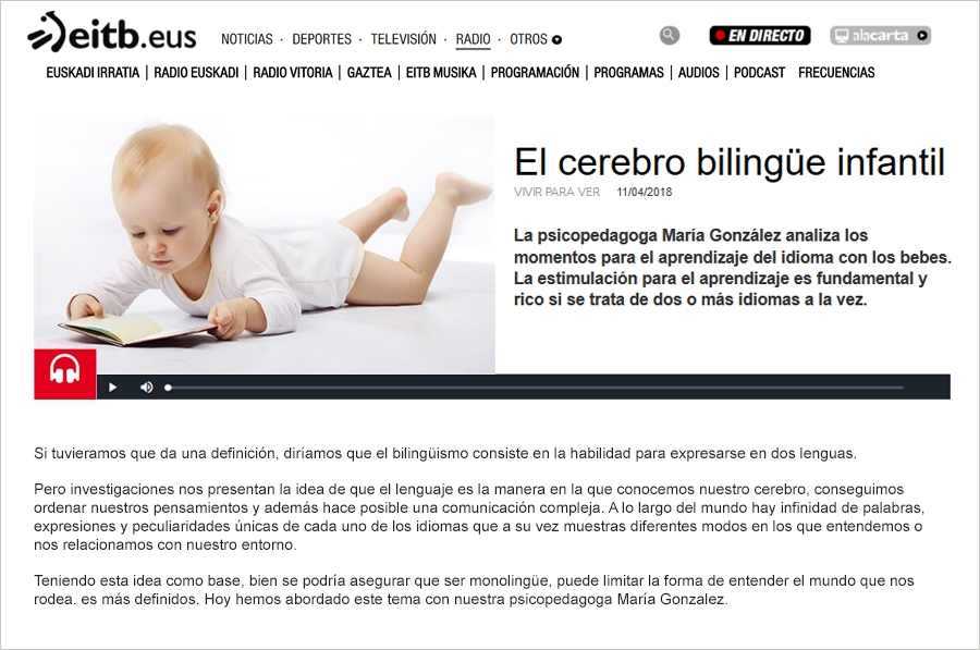 María González analiza en Radio Euskadi los momentos para el aprendizaje del idioma con los bebés