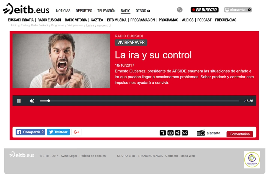 &quot;La ira y su control&quot;, entrevista a Ernesto Gutiérrez-Crespo en Radio Euskadi