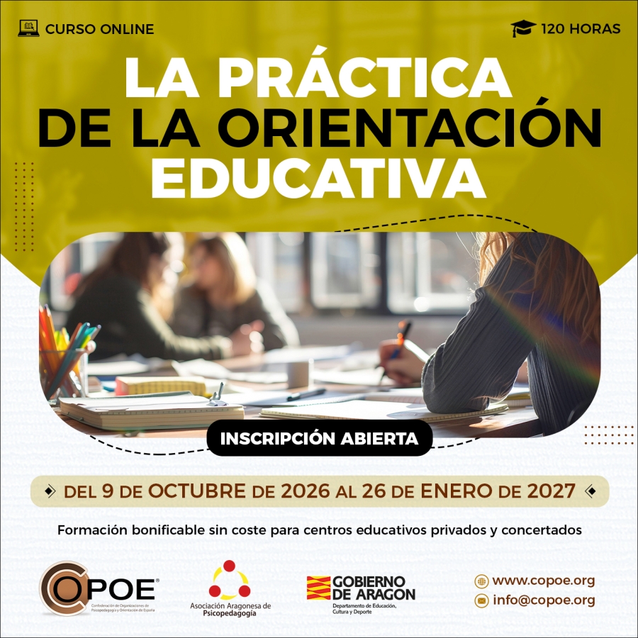 Curso online COPOE "La pr&aacute;ctica de la Orientaci&oacute;n educativa", del 9 de octubre de 2026 al 26 de enero de 2027