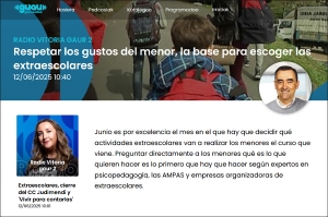 Entrevista a Ernesto Gutiérrez-Crespo, presidente de ApsidE, en Radio Vitoria sobre la elección de actividades extraescolares