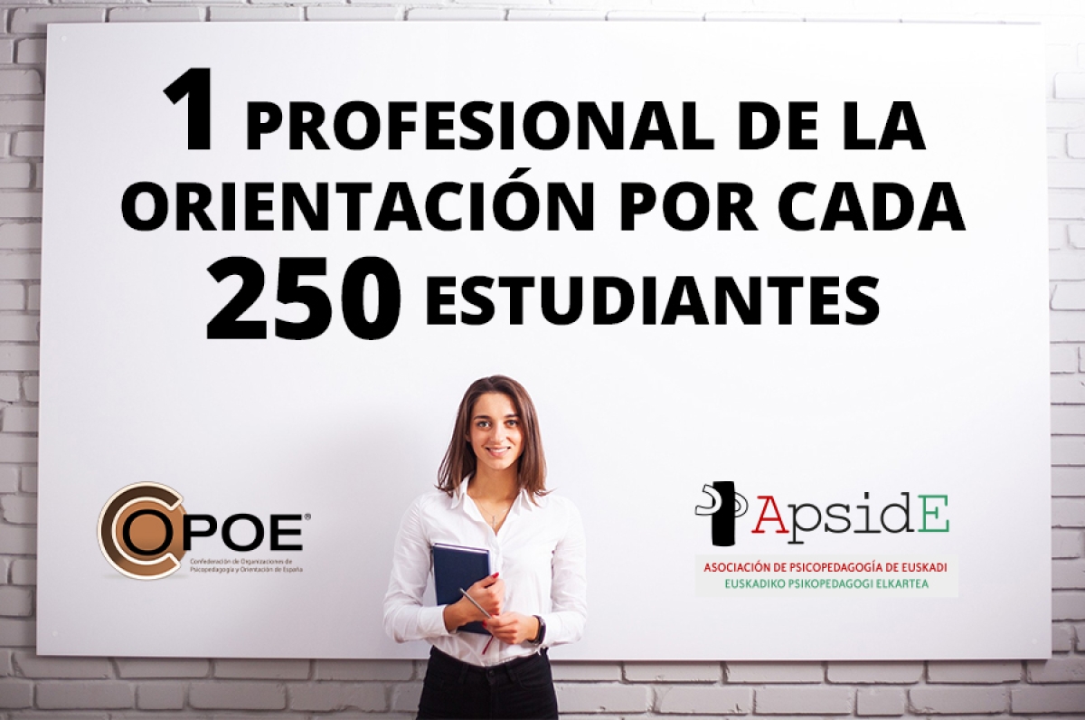 La ratio m&aacute;xima para garantizar la calidad de la orientaci&oacute;n educativa y profesional es de 1 profesional de la orientaci&oacute;n por cada 250 estudiantes