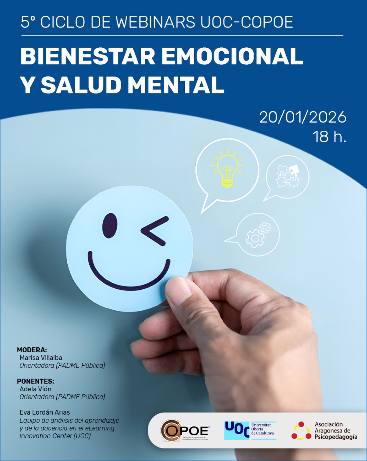 Webinar gratuito UOC-COPOE "Bienestar emocional y salud mental", el 20 de enero de 2026