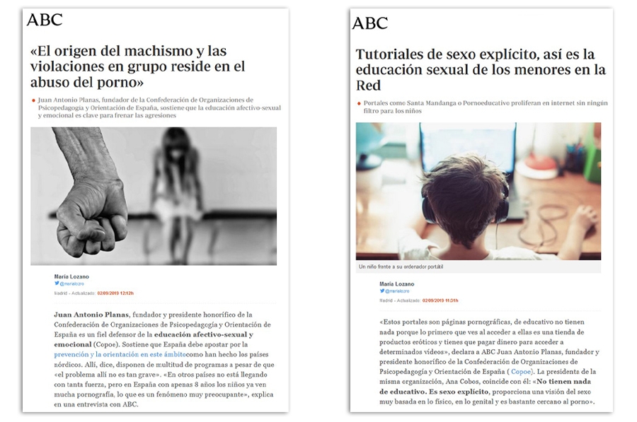 Dos artículos sobre la educación sexual en los que participa COPOE