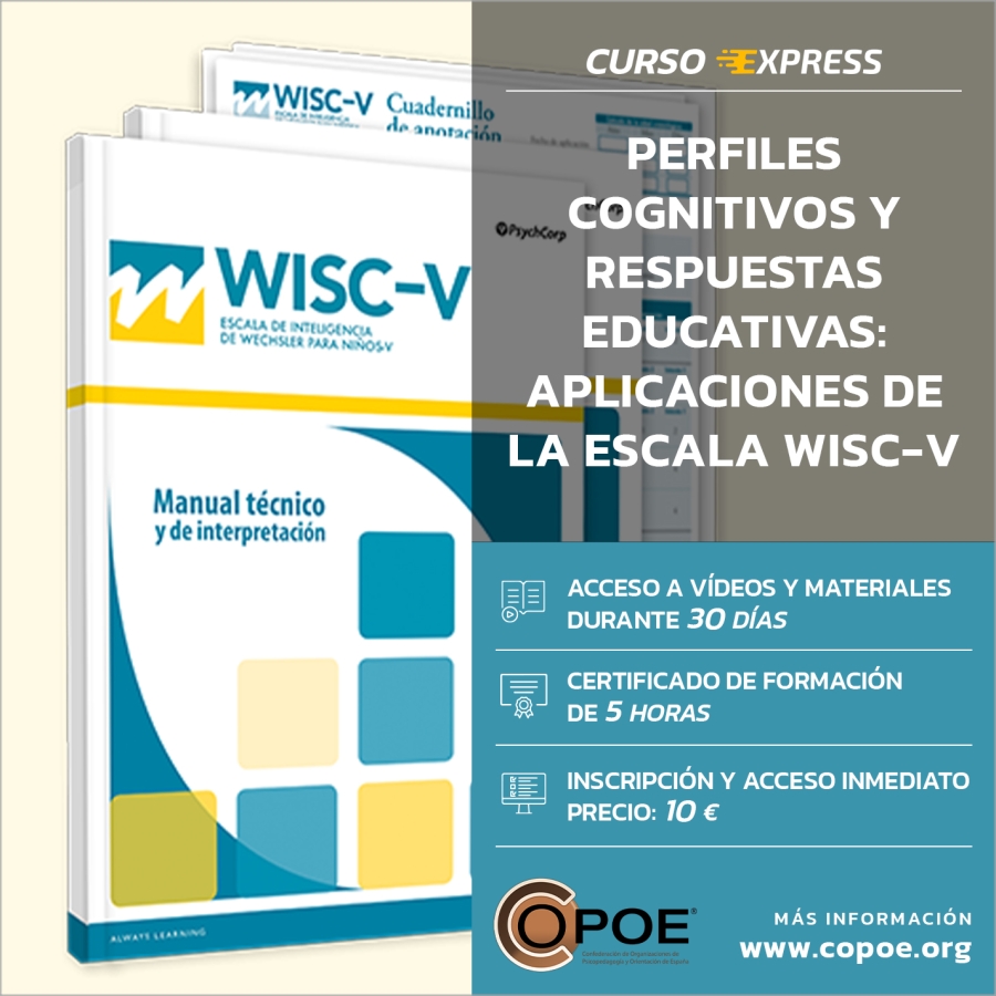 Curso online exprés de COPOE: &quot;Perfiles Cognitivos y Respuestas Educativas: Aplicaciones de la Escala WISC-V&quot;