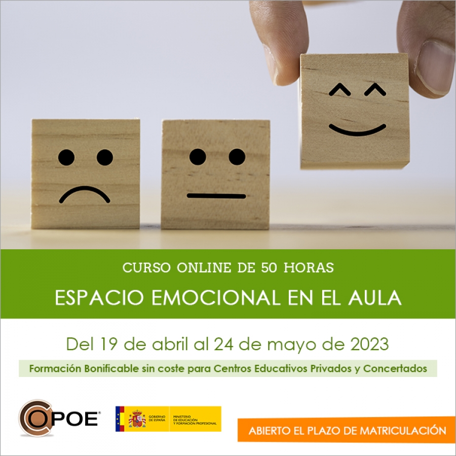 Curso online de COPOE &quot;Espacio emocional en el aula”, del 19 de abril al 24 de mayo de 2023