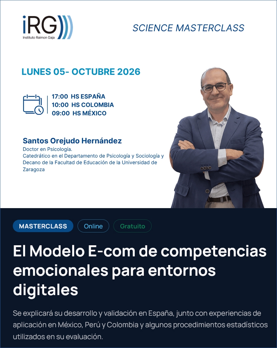 Conferencia iRG: "El Modelo E-com de competencias emocionales para entornos digitales", 5 de octubre a las 17h