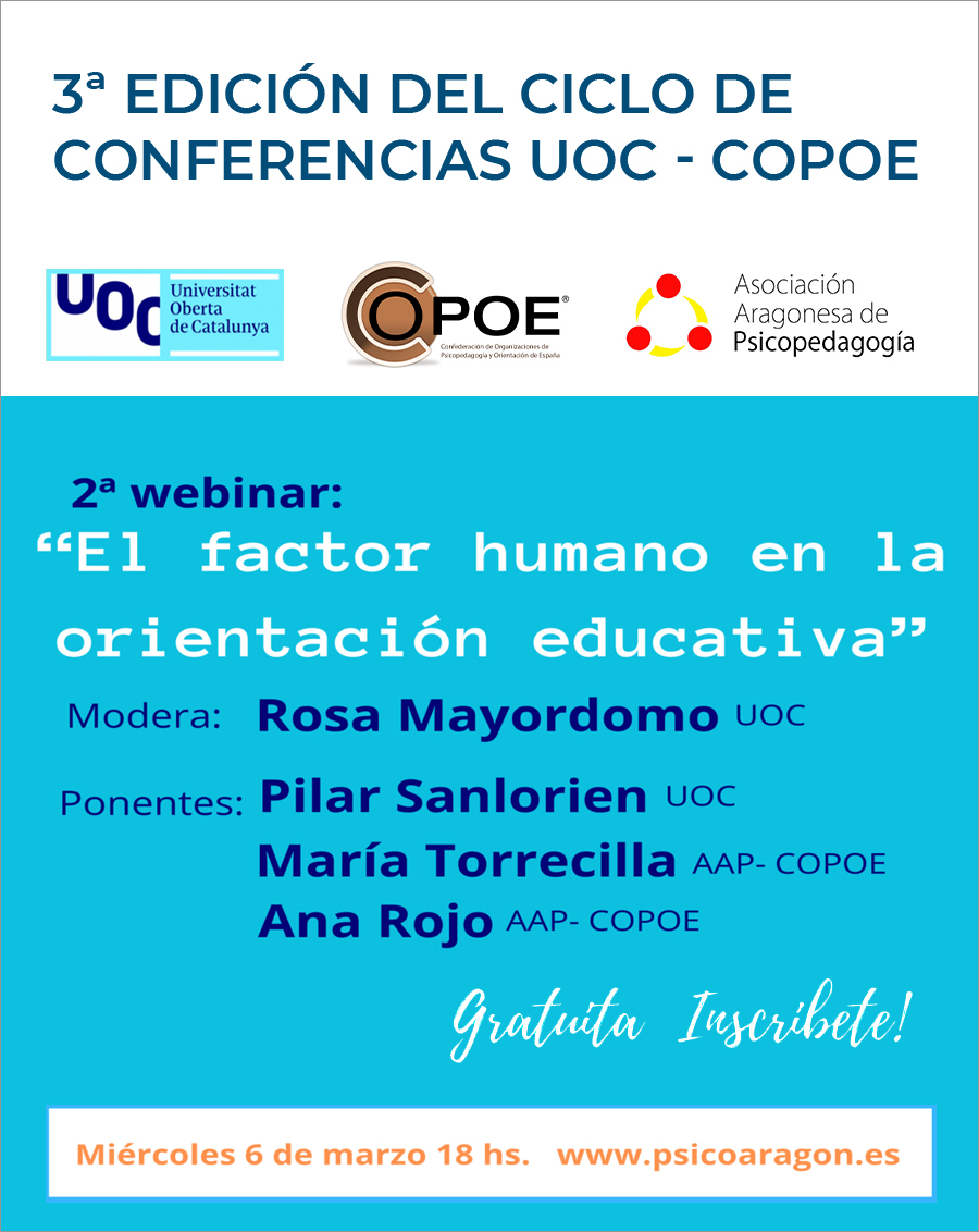 3º Ciclo de conferencias UOC y COPOE: “El factor humano en la orientación educativa”, 6 marzo de 2024